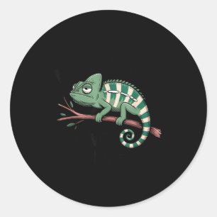Sticker Rond Personne drôle du matin, amoureux du café, caméléo
