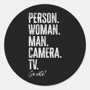 Sticker Rond Personne. Femme. Homme. Appareil photo. Télévision