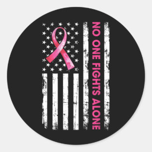 Sticker Rond Personne ne combat seul le cancer du sein Amer de