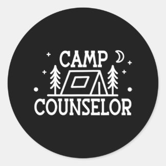 Sticker Rond Personnel de conseiller de camp minimal