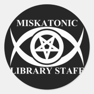 STICKER ROND PERSONNEL DE LA BIBLIOTHÈQUE DE MISKATONIC