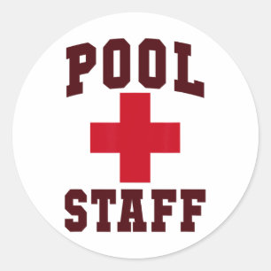 Sticker Rond Personnel de piscine sarcastique voyage hors servi