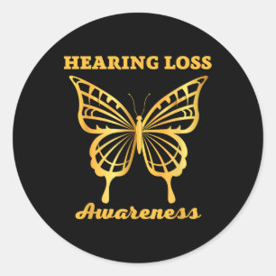 Sticker Rond Perte auditive Guerrier Conscience papillon jaune
