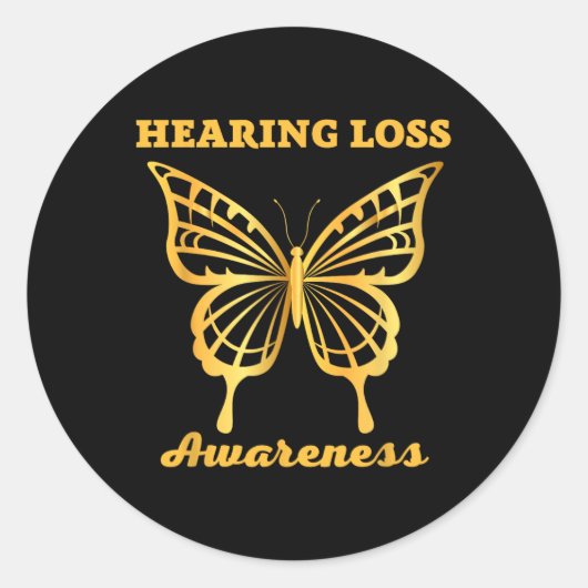 Sticker Rond Perte auditive Guerrier Conscience papillon jaune (Devant)