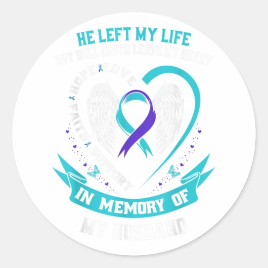 Sticker Rond Perte En Mémoire De Mon Mari Suicide Sensibilisati (Devant)