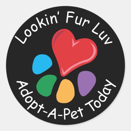 Sticker Rond Pet Adoption_Coeur_Paw_Lookin' Fur Luv (Devant)
