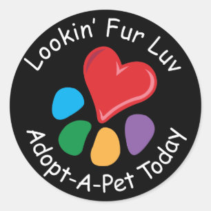 Sticker Rond Pet Adoption_Coeur_Paw_Lookin' Fur Luv