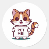 Sticker Rond Pet Me Kitty (Devant)