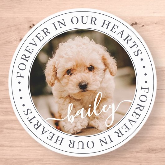 Sticker Rond Pet Memorial Forever Hearts Élégant Photo Chic