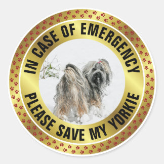 Sticker Rond Pet Safety Alert Custom First Responder Dog Photo