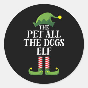 Sticker Rond Pet Tous Les Chiens Elf Matching Family Group Chri