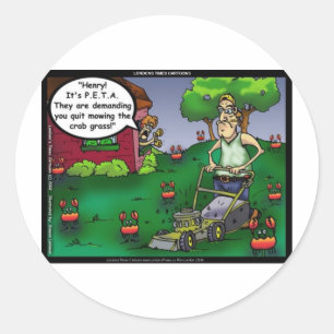 Sticker Rond PETA & Crabgrass Drôle Tee - shirt Mugs Cadeaux Et
