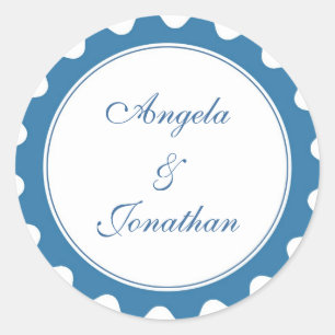 Sticker Rond Pétale ronde vrai bleu mariage faveur nom tag étiq