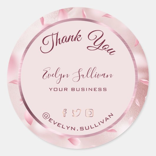 Sticker Rond Pétales de fleurs Faux Foil Élégant (Devant)