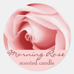 Sticker Rond pétales de rose rose - bougie parfumée ou étiquett