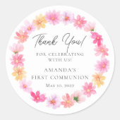 Sticker Rond Pétales délicates Première Communion sainte (Devant)