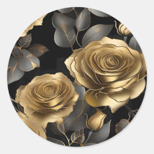 Sticker Rond Pétales d'or rose