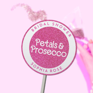Sticker Rond Pétales et Prosecco Arche florale Boho Shower de M