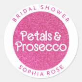 Sticker Rond Pétales et Prosecco Fête des mariées en bois d'arc (Devant)