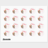 Sticker Rond Pétales et Prosecco Fleurs et Roses Mariage Shower (Feuille)