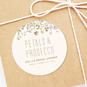 Sticker Rond Pétales et Prosecco Réception de Mariage aux Fleur