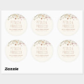 Sticker Rond Pétales et Prosecco Réception de Mariage Champêtre (Feuille)