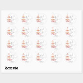 Sticker Rond Pétales et Prosecco Rose chaud Mariage Remerciemen (Feuille)