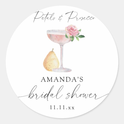 Sticker Rond Pétales & Prosecco - enterrement de vie de jeune f (Devant)