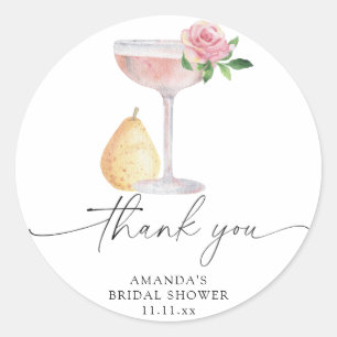 Sticker Rond Pétales & Prosecco - merci pour la baby shower de