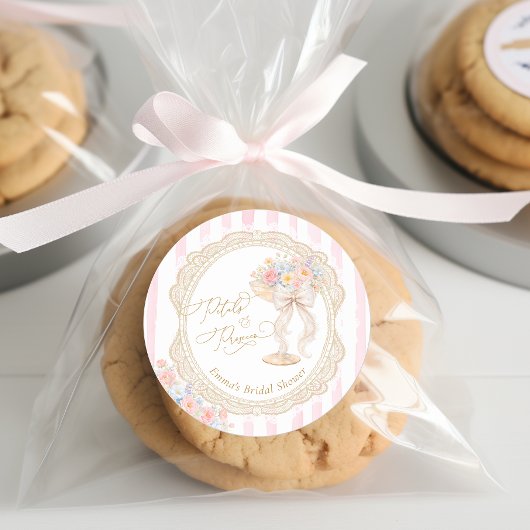 Sticker Rond Petals and Prosecco Bridal Shower