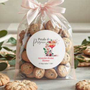 Sticker Rond Petals Prosecco Garden Fête des mariées florale Fa