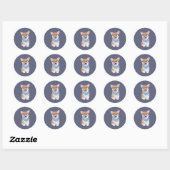 Sticker Rond Peter Le Cute Hipster Bandana Corgi Chiot (Feuille)