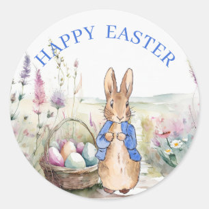 Sticker Rond Peter le lapin Joyeux Pâques