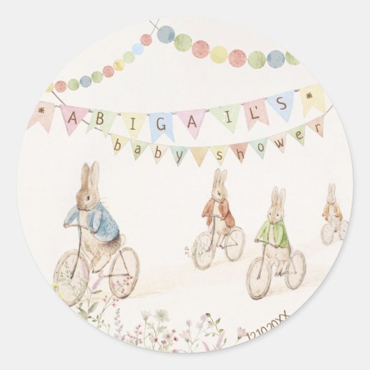 Sticker Rond Peter le lapin lapin Baby shower neutre entre les (Devant)