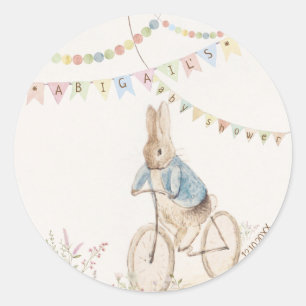 Sticker Rond Peter le lapin lapin Baby shower neutre entre les 
