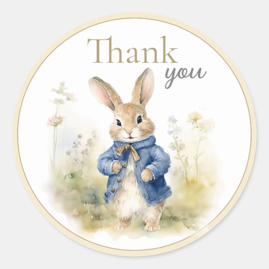 Sticker Rond Peter Le Rabbit Aquarelle Anniversaire (Devant)