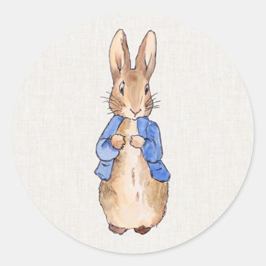 Sticker Rond Peter Rabbit avec Arrière - plan Linen (Devant)