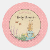 Sticker Rond Peter Rabbit | Baby shower fille (Devant)
