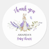 Sticker Rond Peter Rabbit Baby shower violet (Devant)