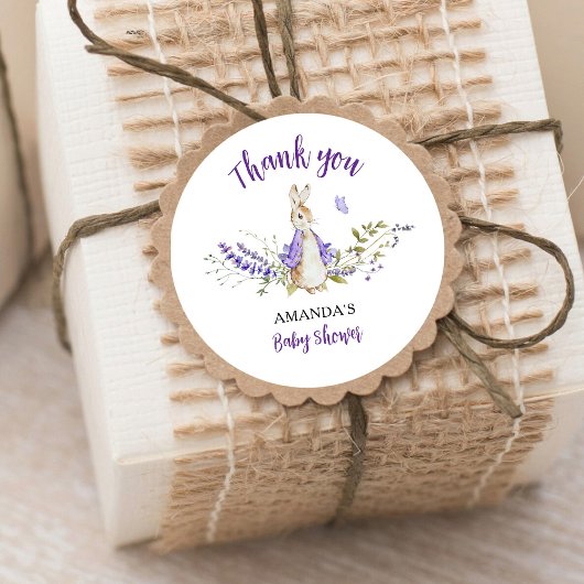 Sticker Rond Peter Rabbit Baby shower violet