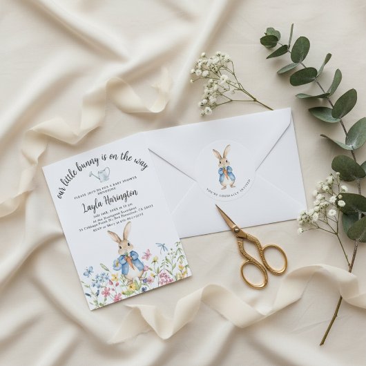 Sticker Rond Peter Rabbit Garden Party Baby Shower