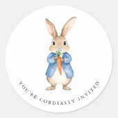 Sticker Rond Peter Rabbit Garden Party Baby Shower (Devant)