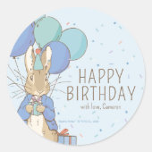 Sticker Rond Peter Rabbit | Joyeux anniversaire de (Devant)