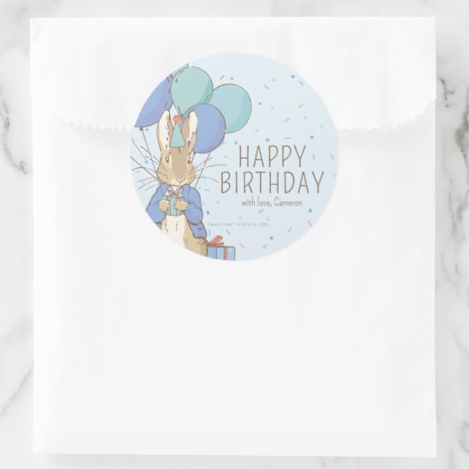 Sticker Rond Peter Rabbit | Joyeux anniversaire de (Sac)