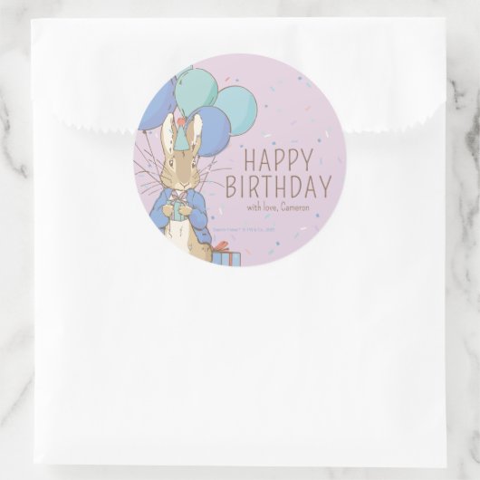 Sticker Rond Peter Rabbit | Joyeux anniversaire de (Sac)