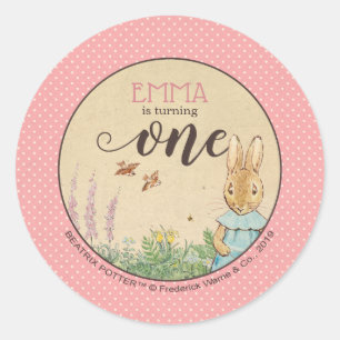 Sticker Rond Peter Rabbit   Premier anniversaire de la petite f