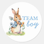 Sticker Rond Peter Rabbit Team Boy Gender Reveal (Devant)