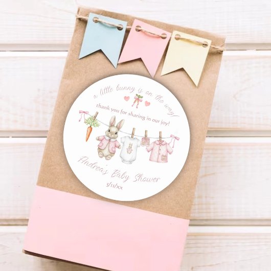 Sticker Rond Peter the Rabbit Clothesline Baby Shower Thank You