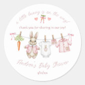 Sticker Rond Peter the Rabbit Clothesline Baby Shower Thank You (Devant)