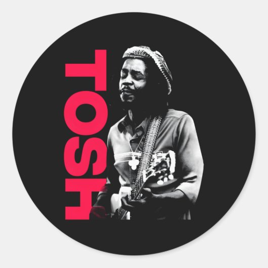 Sticker Rond Peter Tosh Avec Guitare Adrian Boot Photo (Devant)